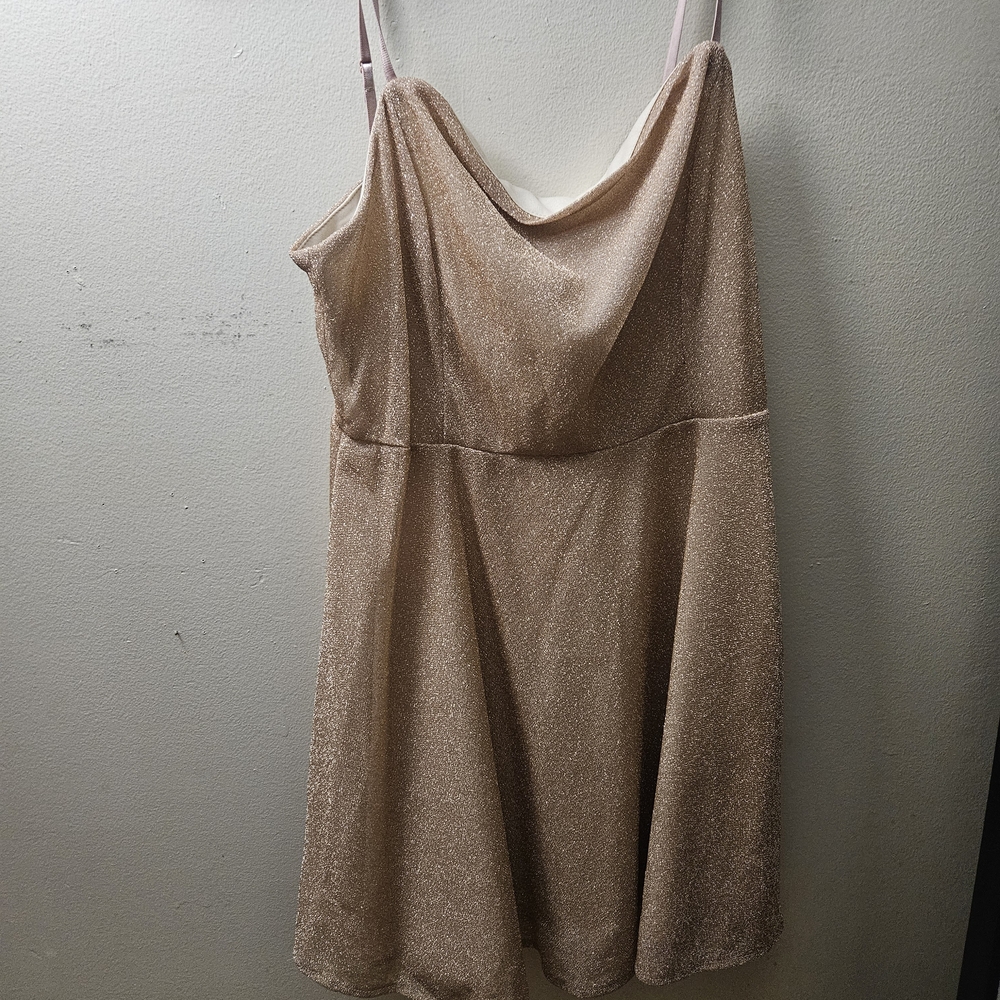Sparkle Cowl Neck Slip Dress in Champagne